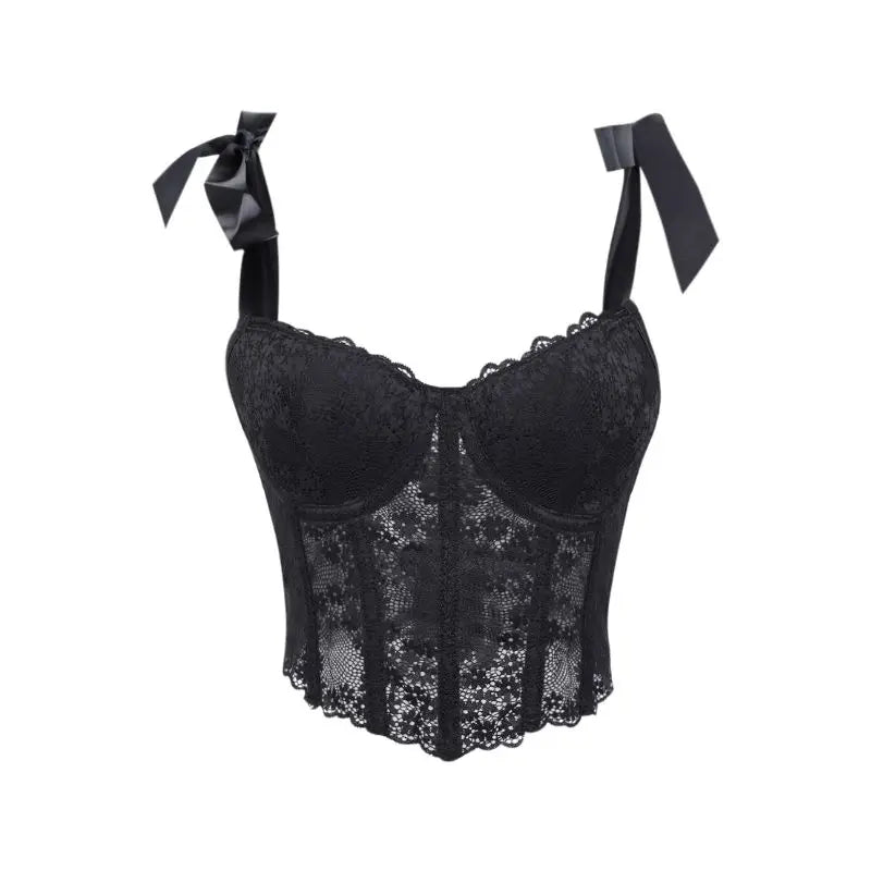 Corsetto Sexy in Pizzo Trasparente – Bustier Push Up Donna