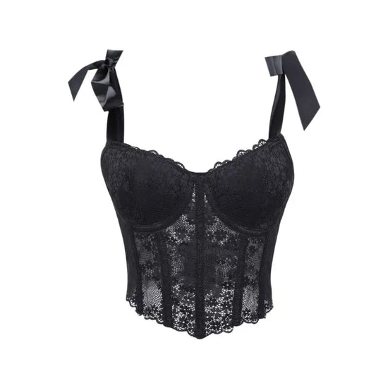 Corsetto Sexy in Pizzo Trasparente – Bustier Push Up Donna