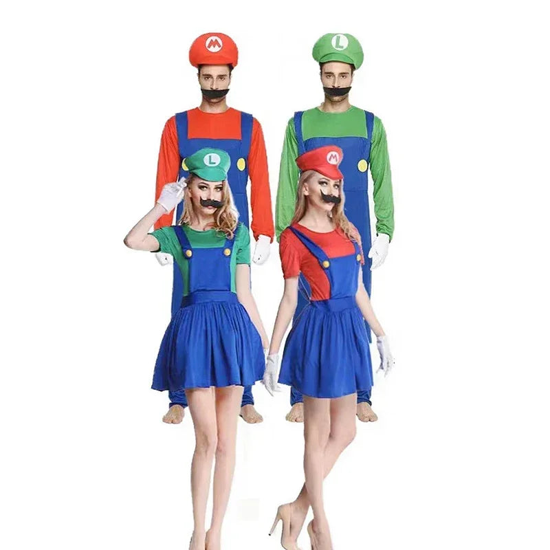 Costumi Cosplay Mario e Luigi – Uniformi Adulto Uomo & Donna per Halloween e Feste