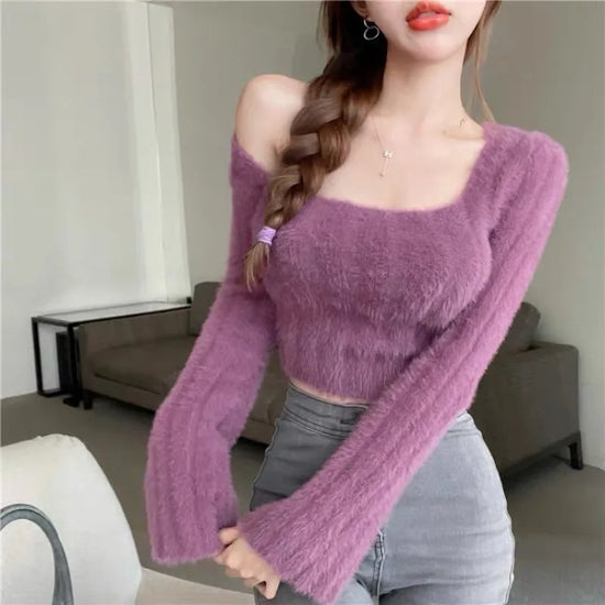 Maglione corto in maglia per l’autunno/inverno