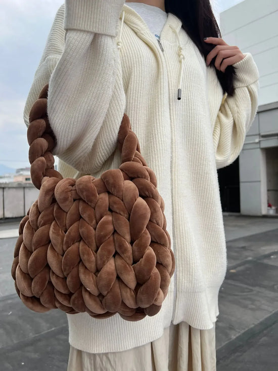 Borsa uncinetto in velluto intrecciato a mano – handbag artigianale unisex disponibile in più colori e dimensioni