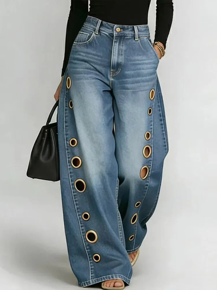 Jeans Donna Wide Leg con Pizzo – Denim Fashion Y2K