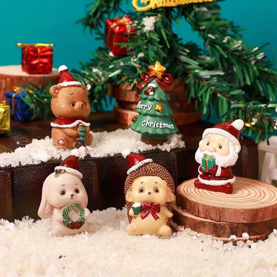 Decorazioni natalizie da scrivania 2025 ‒ set figurine Piccolo Babbo Natale + Alberello ornamentale per ufficio e casa