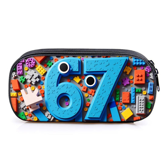 Hot Sales Colorful Number 67 Print Layered Pencil Case Quality 2D Flat Cartoon Pen Bag Best Gift for Boys/Girls School Supplies