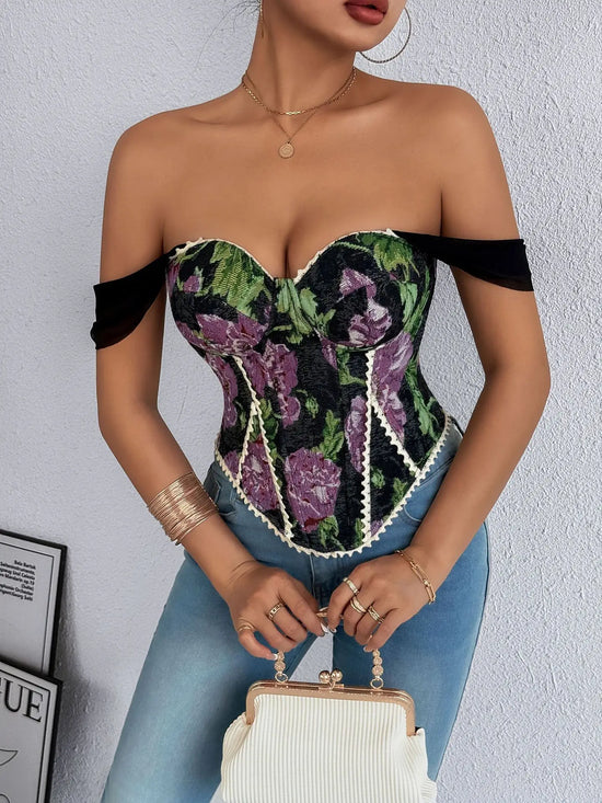 Top Donna in Pizzo Ricamato – Corsetto Elegante e Sexy