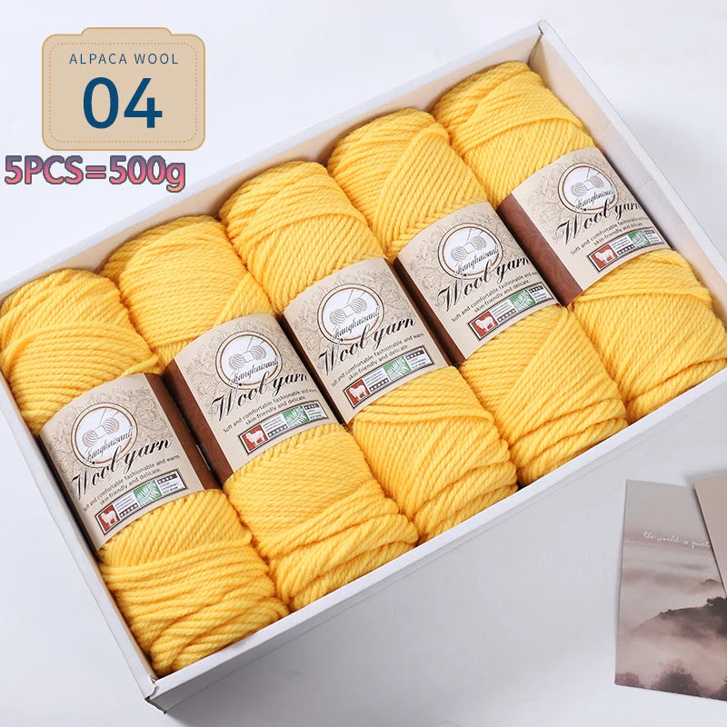 Set 5 gomitoli filato spesso alpaca 500 g – yarn grosso per maglioni, cappotti e crafting inverno