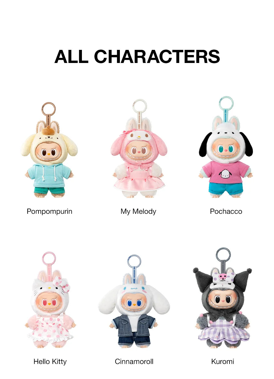 Blind Box Pop Mart Labubu x Sanrio – Pendant Kawaii da Collezione 1/6 pezzi