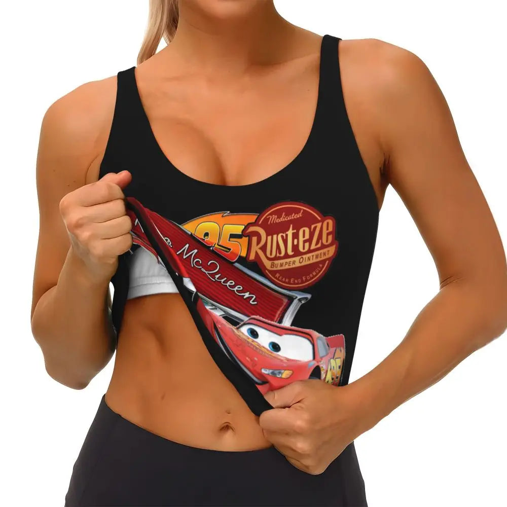 Maglia cars SaettaMcQueen Donna | Cartoon Fitness Crop Top Cars