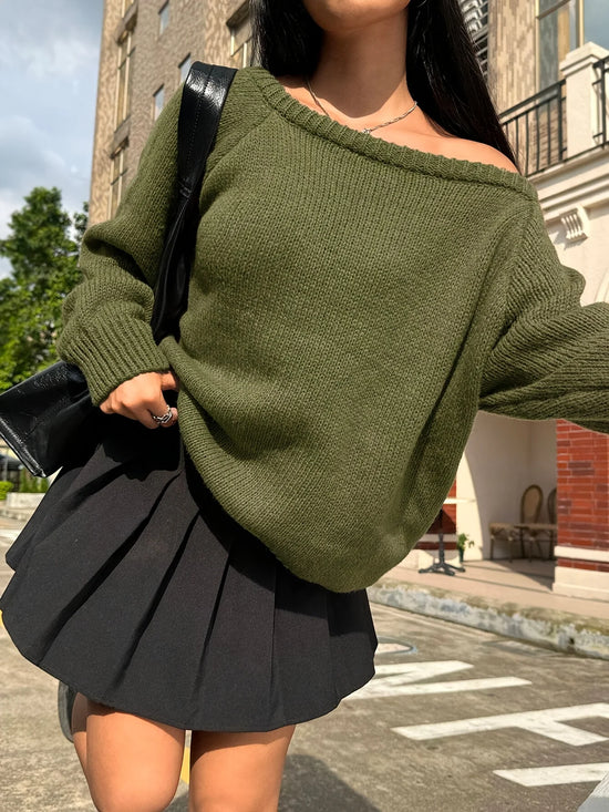 Maglione donna girocollo a maniche lunghe, vestibilità ampia