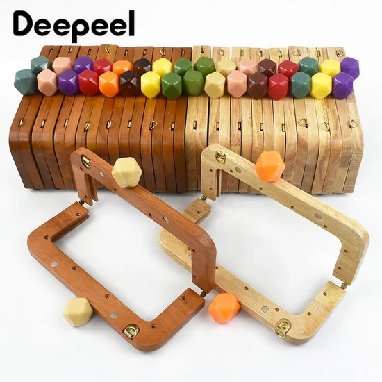 Set di manici in legno da 20 cm per borse – Chiusura a bacio per cucito fai-da-te, confezione da 1, 2 o 5 pezzi