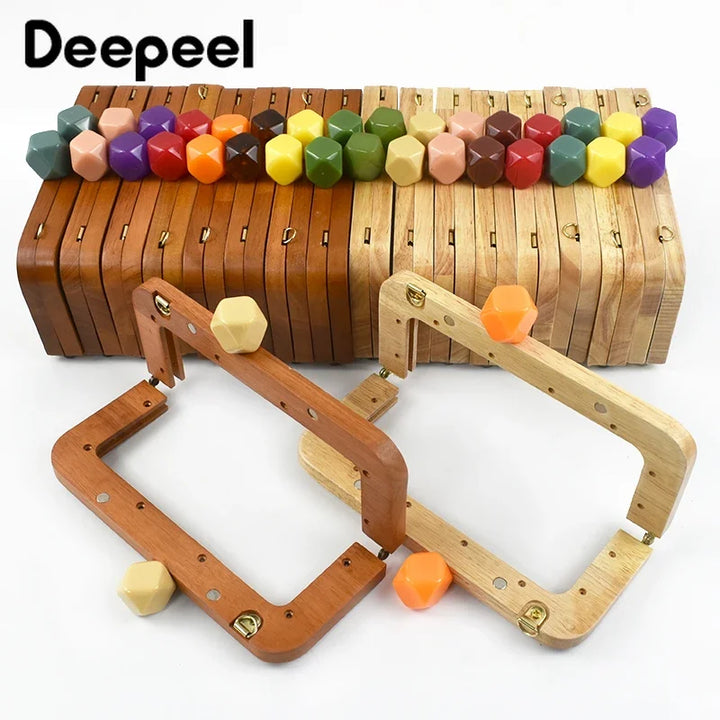 Set di manici in legno da 20 cm per borse – Chiusura a bacio per cucito fai-da-te, confezione da 1, 2 o 5 pezzi