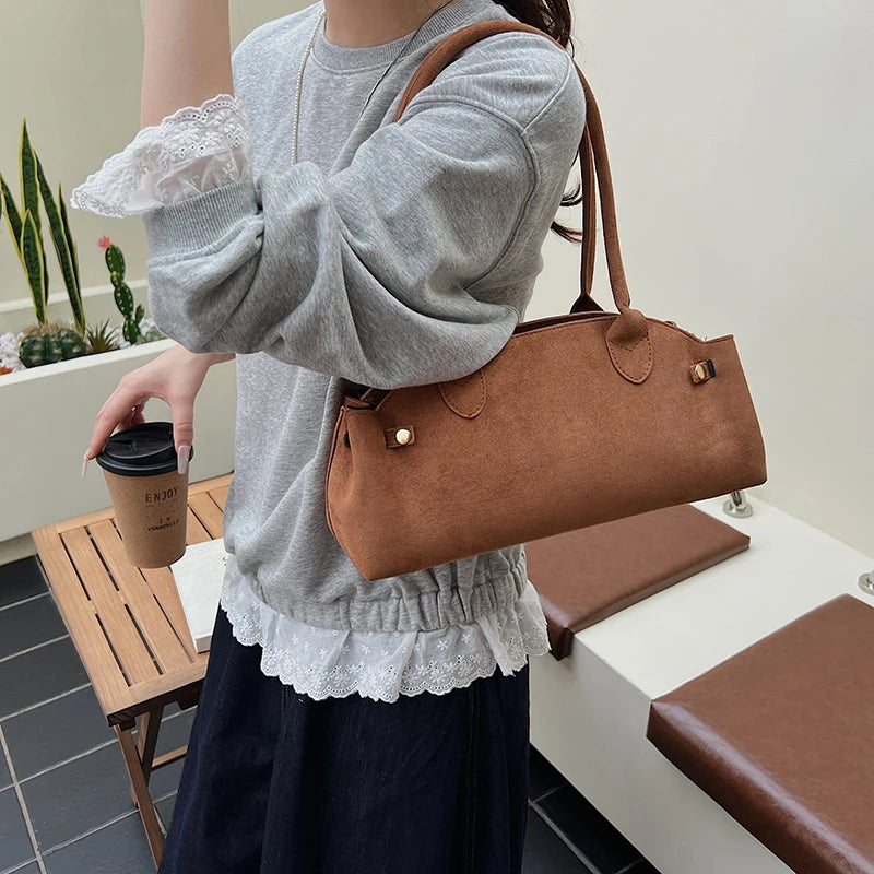 Borsa baguette tote in suede 2025 – stile underarm sofisticato, capiente e raffinato per donne commuter