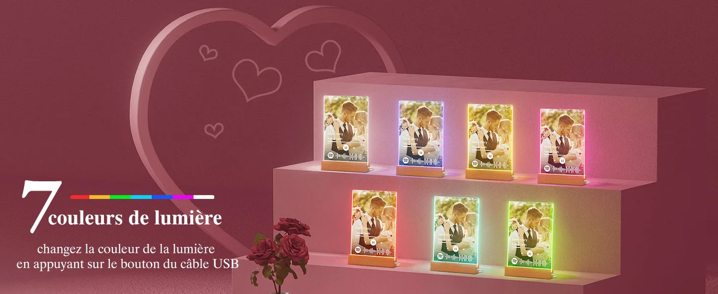 Targa Personalizzata con Musica Spotify – Lampada Acrilica Foto per Regalo Romantico