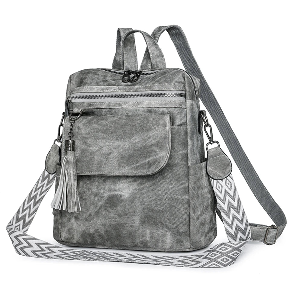 Zaino donna grande capacità in pelle simil-cuoio – daypack fashion da viaggio e scuola, backpack solid colour per ragazze