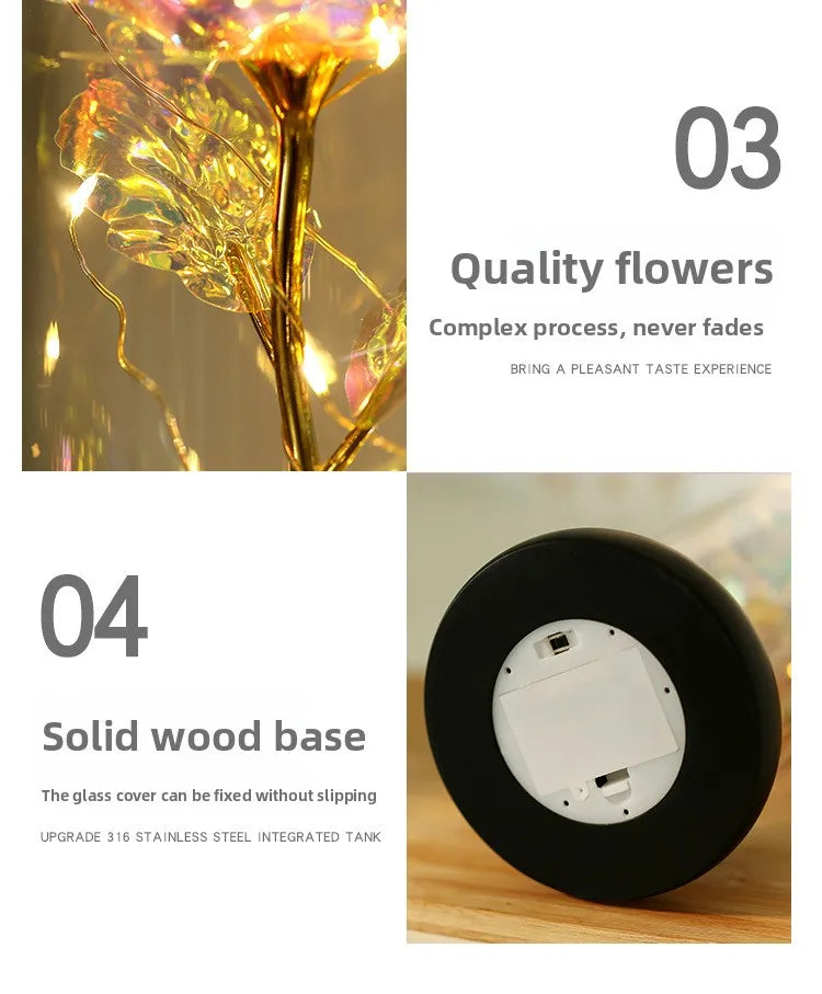 Rosa Eterna LED in Vetro – Regalo San Valentino per Fidanzata