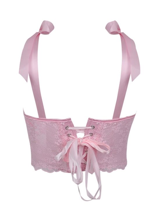 Corsetto Sexy in Pizzo Trasparente – Bustier Push Up Donna