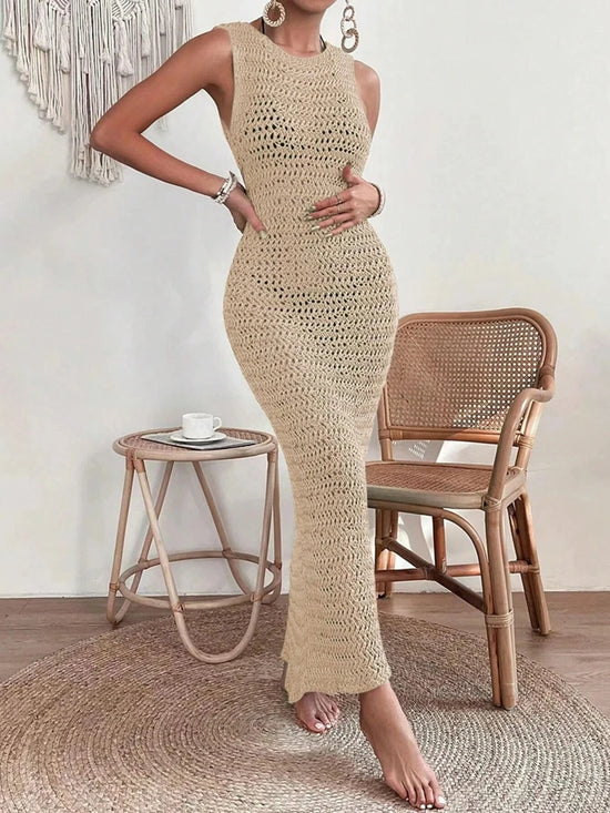 Abito Donna Cut-Out Aderente – Vestito Elegante Beige o Nero