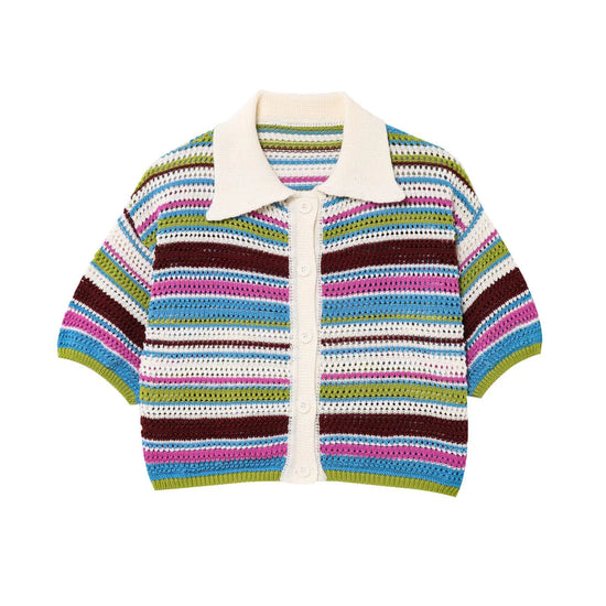Co-ord donna 2025 – Cardigan rigato a maniche corte e shorts in coordinato