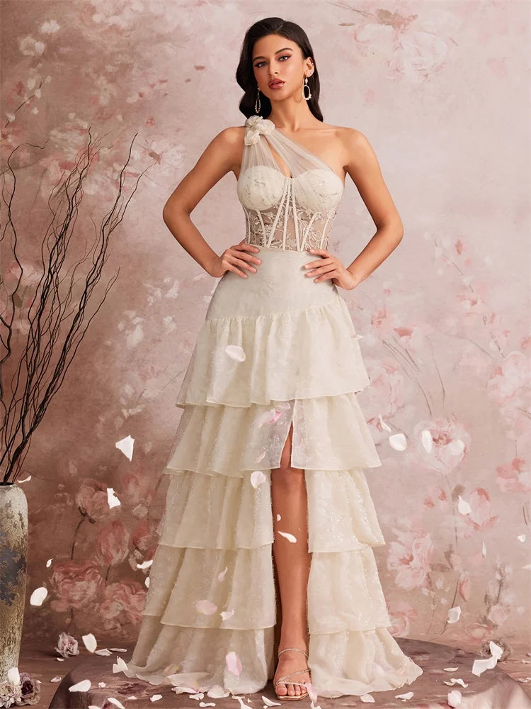 Abito Lungo Elegante da Sera Donna – Maxi Dress con Spacco e Paillettes per Cerimonie, Party e Promessa