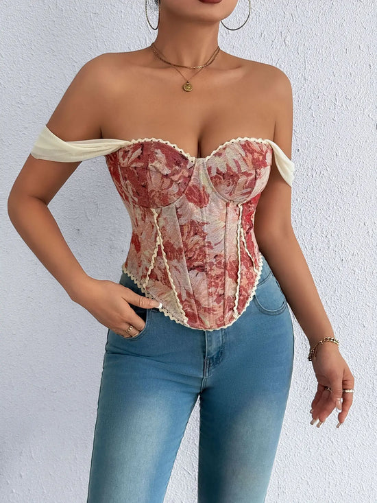 Top Donna in Pizzo Ricamato – Corsetto Elegante e Sexy