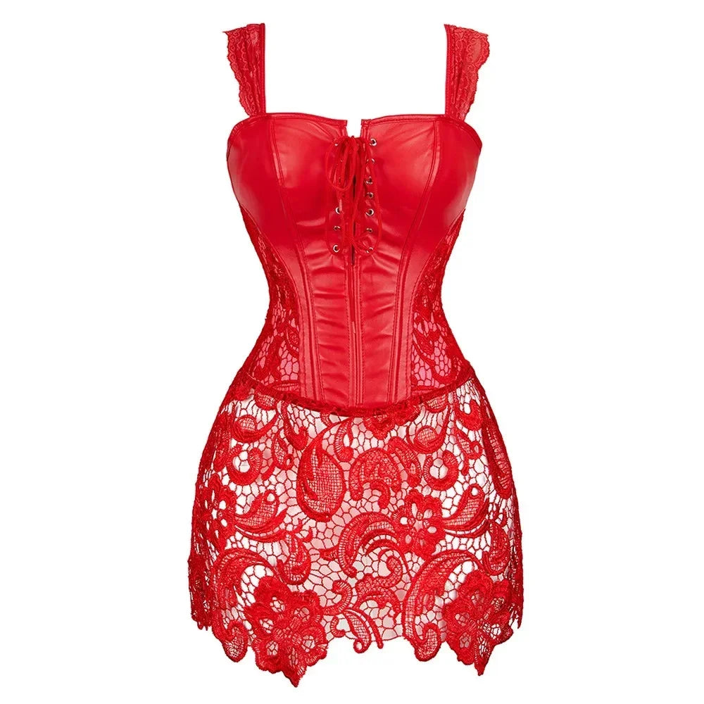 Vestito Corsetto Donna Sexy – Abito Gothic con Gonna in Pizzo
