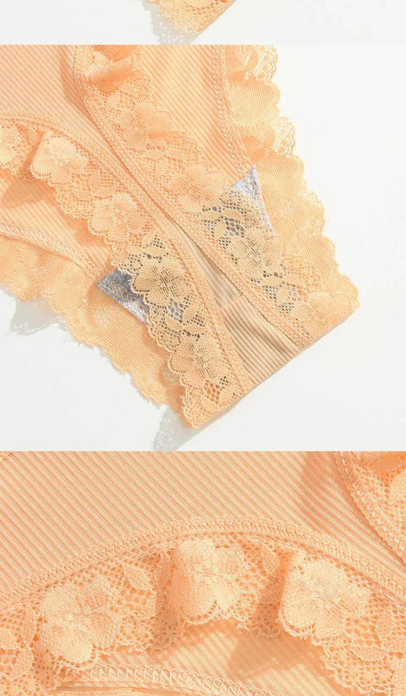 Set 5 pezzi perizomi donna vita media contrasto pizzo floreale – mutandine traspiranti sexy low-waist da S a XXL