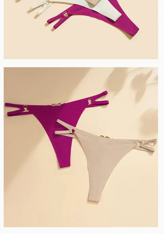 Perizoma sexy a vita alta con doppia fibbia "Love" – Slip minimalisti con cinturini sottili per un look seducente e traspirante