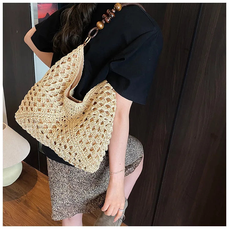 Borsa Tote Donna in Paglia Intrecciata – Shopper Estiva Capiente