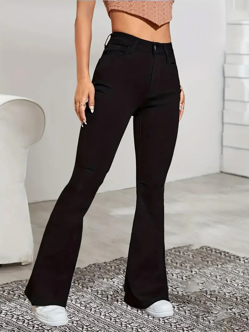 Jeans Flare Donna Vita Alta Elasticizzati – Denim Lavato - dettaglio prodotto