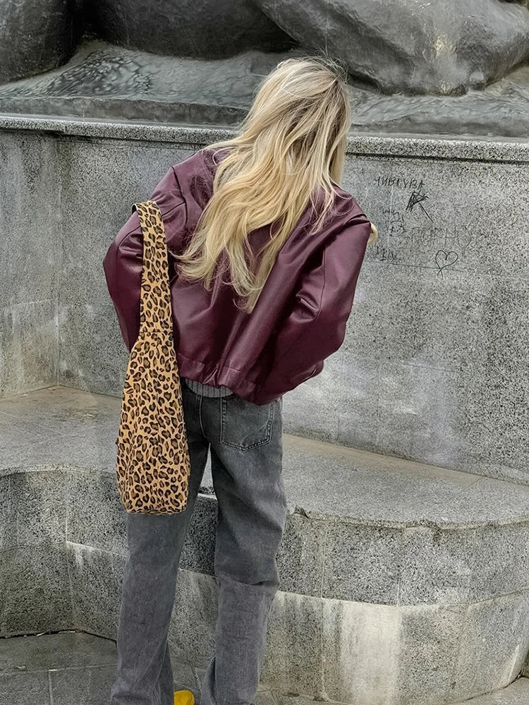 Giacca Similpelle Donna Oversize con Zip - immagine 9