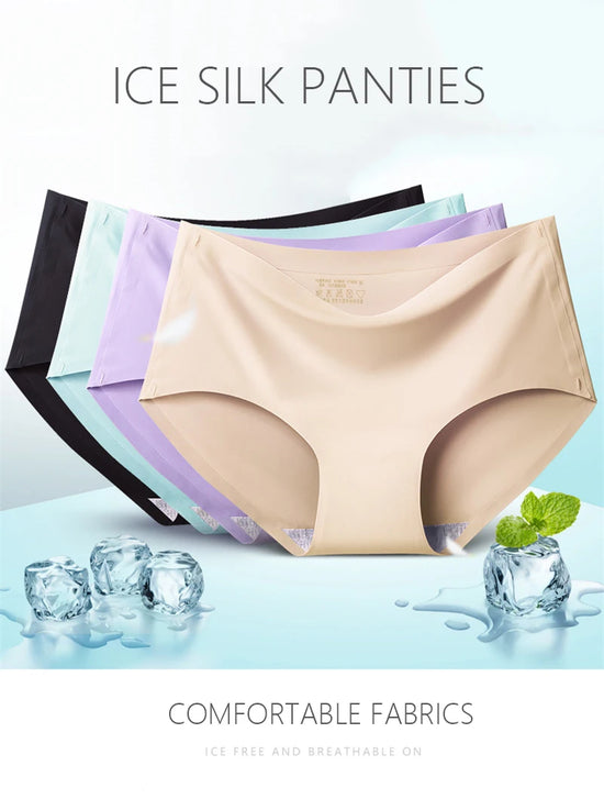 Set 9 pezzi perizomi donna seamless in ice-silk – mid-rise, mutandine traspiranti comfort quotidiano taglie grandi