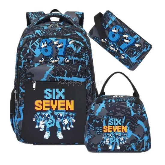 67 Six Seven Print 3Pcs/set Camouflage Backpack With Lunch Bag Steal A BrainRot Boy Student Teens Rucksack Girl Casual SchoolBag