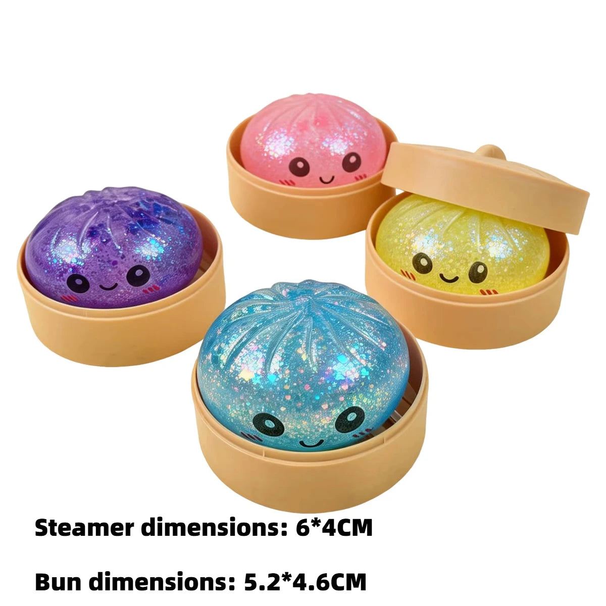 Glitter Dumpling Squishy Bao Antistress Morbido con Perline