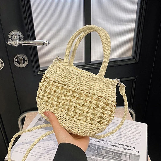 Borsa Piccola a Tracolla Donna in Paglia Intrecciata - Leggera e Trendy