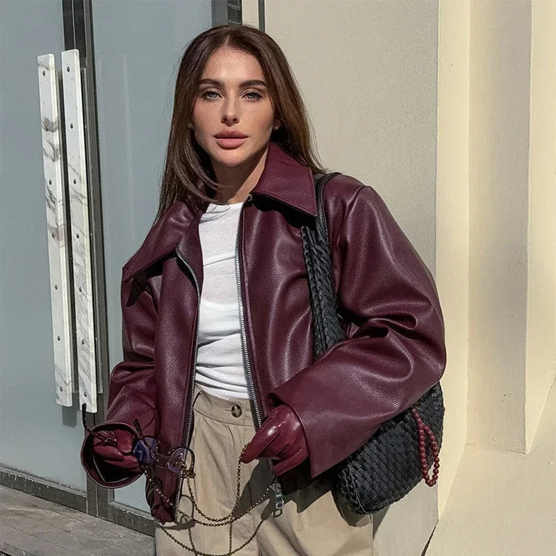 Giacca Donna in Similpelle con Zip e Colletto - immagine 19