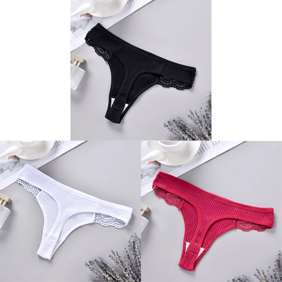 Set 3 pezzi G-string donna in cotone antibatterico – mutandine vita bassa traspiranti e asciugatura rapida, underwear comfort quotidiano