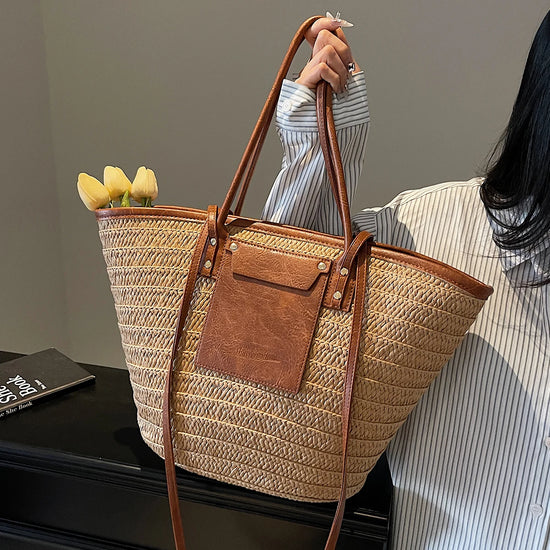 Borsa Donna in Paglia Intrecciata – Tote Estiva con Zip