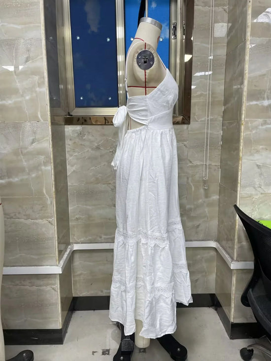Abito Bianco Donna con Spalline Sottili – Vestito Estivo Romantico