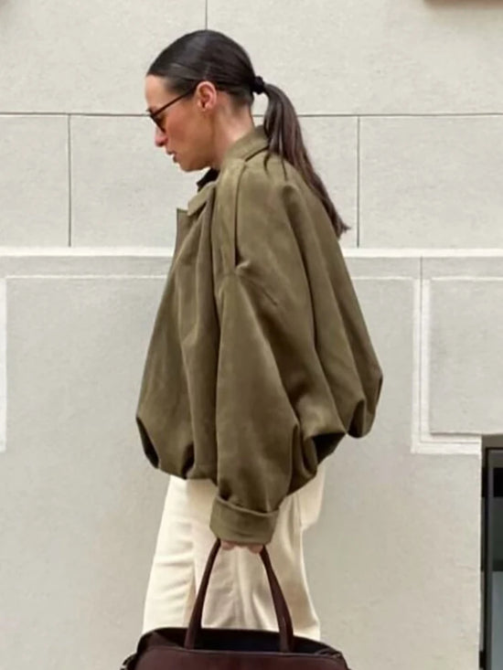 Giacca Bomber Oversize  Donna Stile Vintage – Giubbotto Elegante e Morbido per Occasioni Speciali