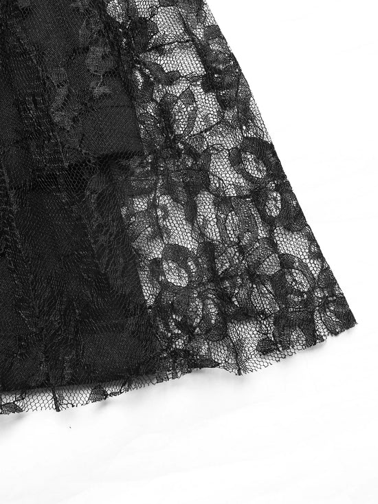 Abito blazer nero con pizzo e maniche lunghe