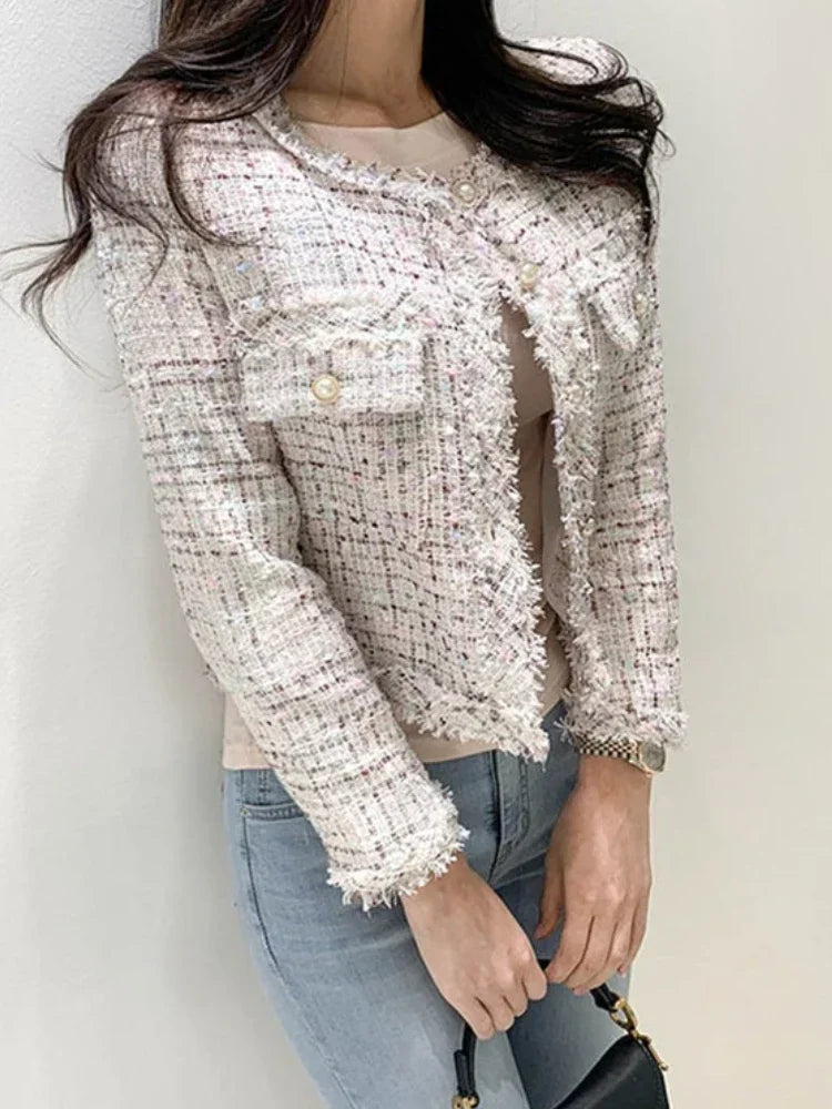 Cardigan Corto Donna Stile Coreano con Collo Tondo e Design Aperto – Giacca Imbottito