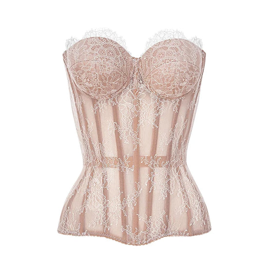 Corsetto Sexy Senza Spalline – Bustier in Pizzo Donna