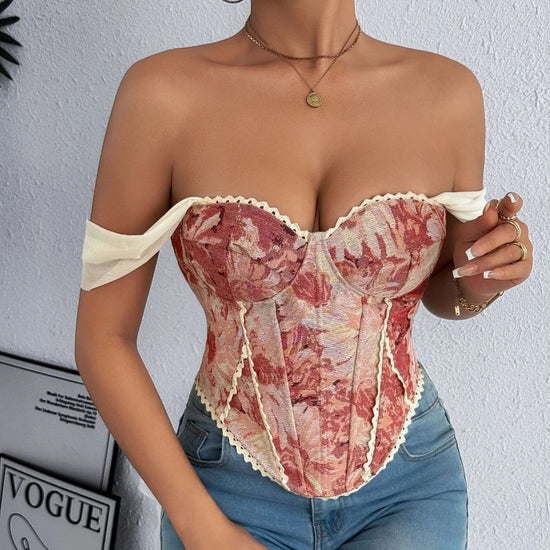 Top Donna in Pizzo Ricamato – Corsetto Elegante e Sexy