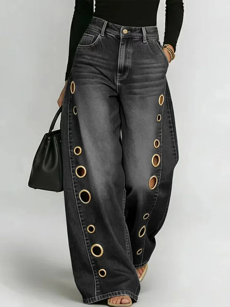 Jeans Donna Wide Leg con Pizzo – Denim Fashion Y2K