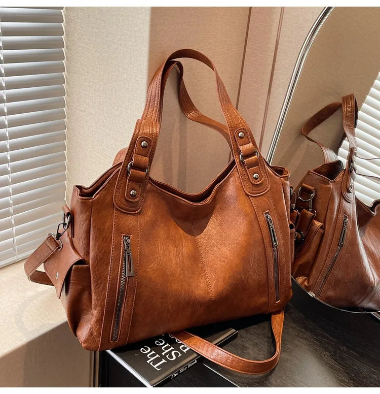 Soft Interior Compartment Shoulder Bags 2025 High Quality Contrasting Colors Bags for Women Fashion Zipper Pu Women's Handbags