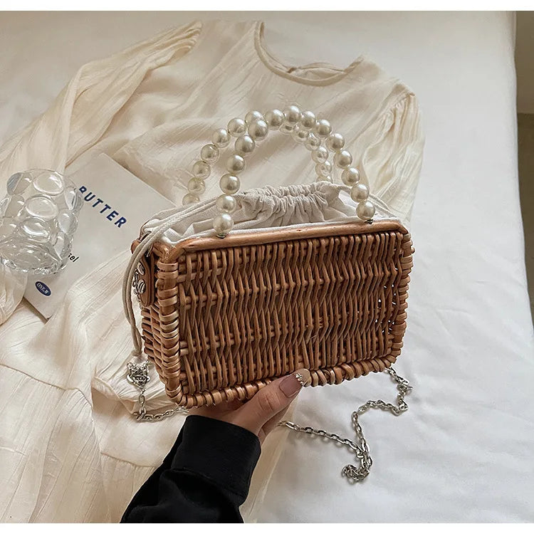 Borsa in Paglia con Perle Donna – Stile Boho Chic Estivo