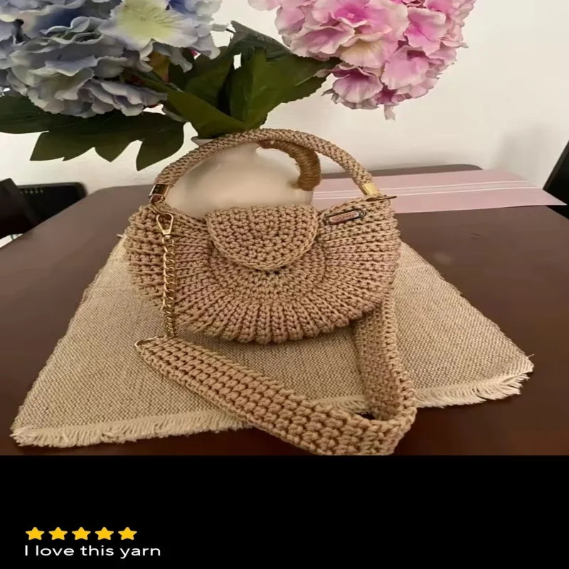 Filo in corda “ice rope” 3 mm 200 m – cotone / viscosa per uncinetto borse, cappelli