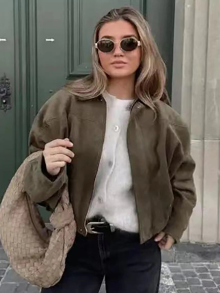 Giacca Bomber Oversize  Donna Stile Vintage – Giubbotto Elegante e Morbido per Occasioni Speciali
