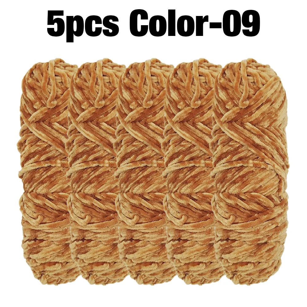 Set 5 rotoli filato ciniglia velluto 100 g – filo morbido e caldo per coperta, maglione, cuscini, DIY