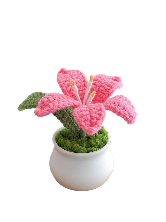 Fiori all’uncinetto fatti a mano in vaso – bouquet artigianale decorazione senza appassire